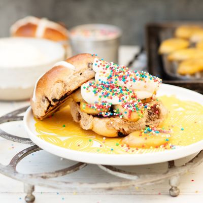 Fairy Bread BBQ Hot Cross Bun