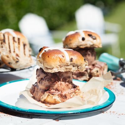 Milo BBQ Hot Cross Bun Ice Cream Sandwich