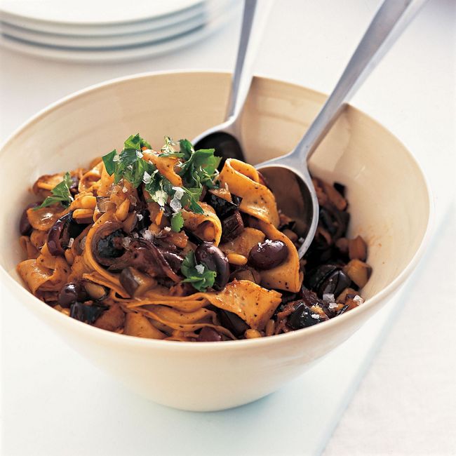Pasta With Eggplants  & Pine Nuts