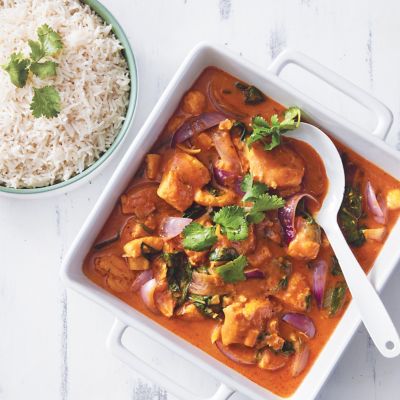 Quick Fish & Spinach Curry With Rice