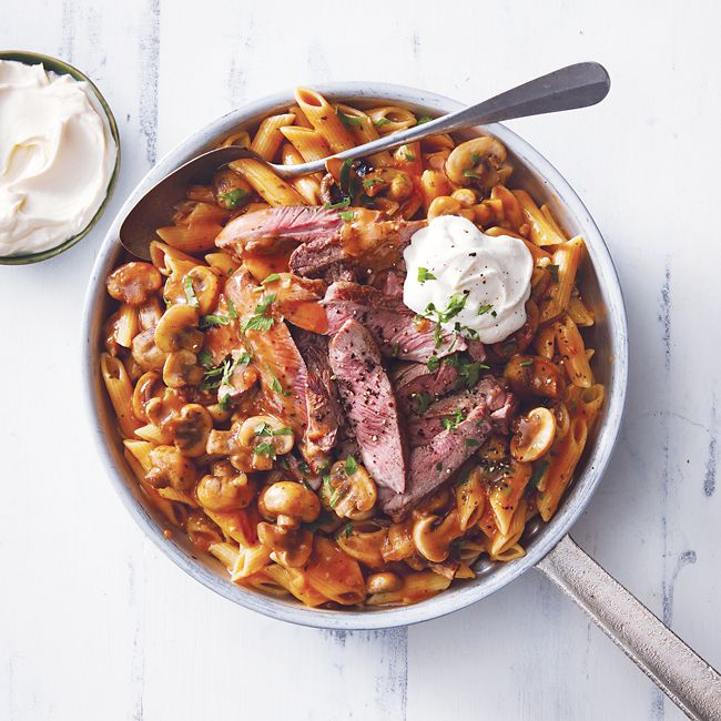 Quick Lamb Stroganoff With Pasta