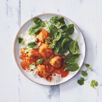 Easy Butter Chicken Meatballs and Rice