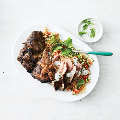 Barbecued Lamb With Couscous Salad & Yoghurt Dressing
