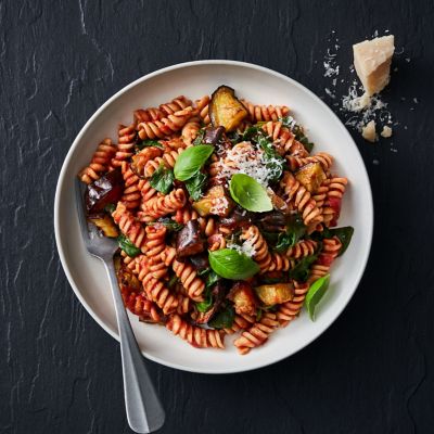 Roasted Eggplant & Tomato Pasta