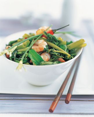 Chilli Prawns With Garlic & Spinach