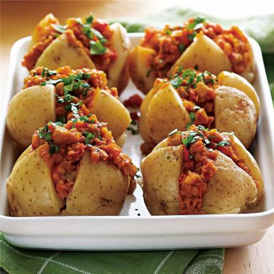 Spiced Lentils in Baked Potatoes