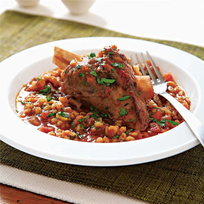 Braised Lamb Shanks with Guinness & Barley