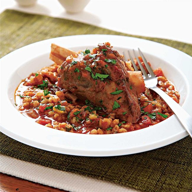 Braised Lamb Shanks with Guinness & Barley