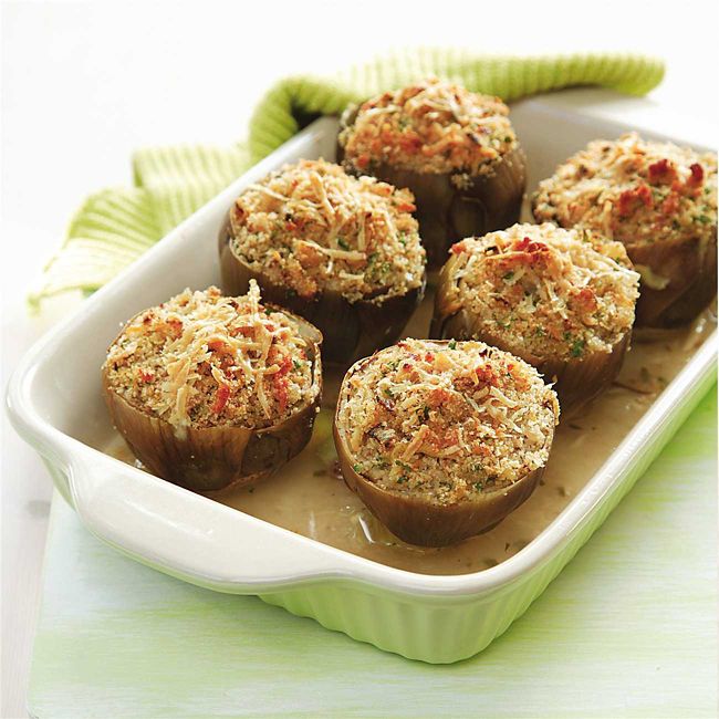Baked Artichokes with Cheese Filling