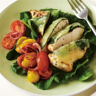 Florentine Chicken with Warm Tomato Salsa