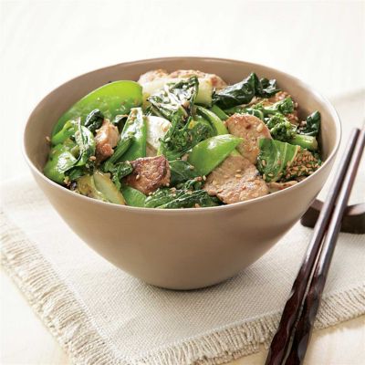 Wok-Tossed Asian Greens with Pork