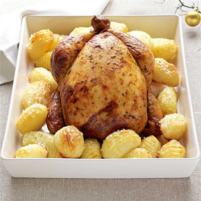 Festive Roast Chicken with Hasselback Potatoes