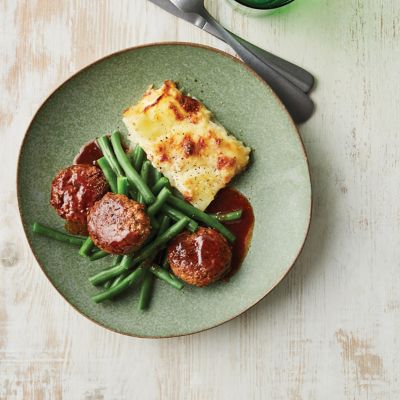  3-Ingredient Beef & Barbecue Sauce Rissoles With Potato Bake