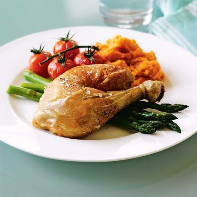 Lemon-Roasted Chicken with Sweet Potato Mash