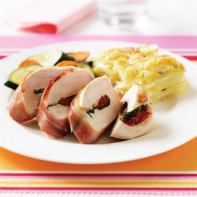 Prosciutto-Wrapped Chicken with Scalloped Potato