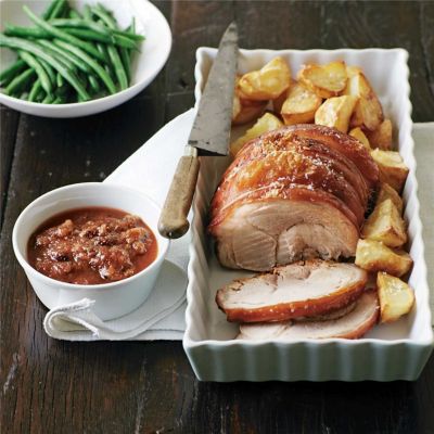 Pork Leg Roast with Rhubarb Chutney
