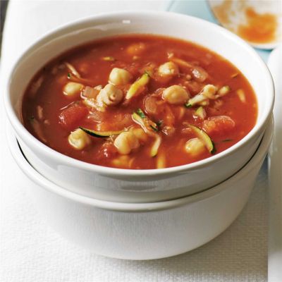Tomato, Chickpea & Zucchini Soup