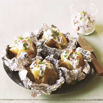 Jacket Potatoes with Bacon & Mint Dressing