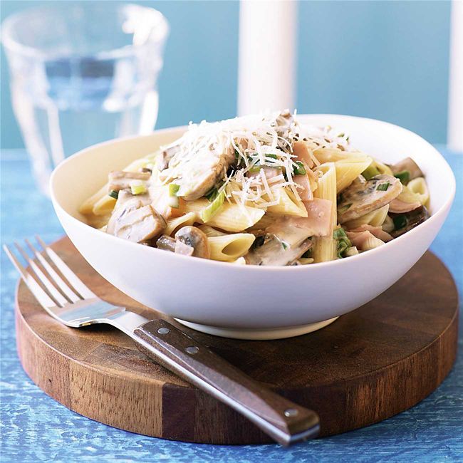 Low-Fat Creamy Mushroom & Ham Pasta