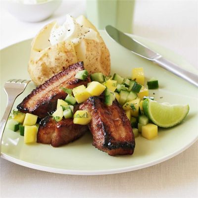 Roast Pork with Mango & Cucumber Salsa
