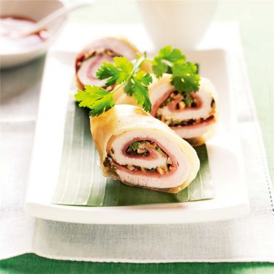 Chicken, Ham & Shiitake Mushroom Rolls