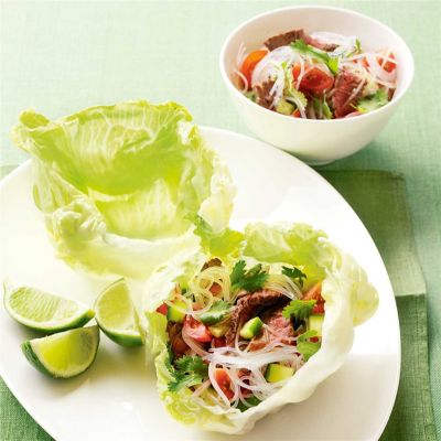 Thai Beef Noodle Salad Lettuce Cups