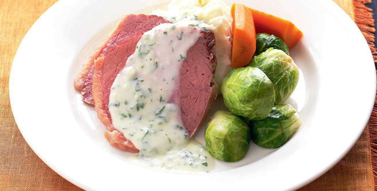 Traditional Corned Silverside with Parsley White Sauce Recipe Woolworths