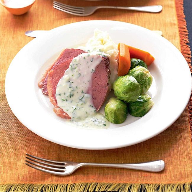 Traditional Corned Silverside with Parsley White Sauce