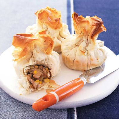 Mushroom, Leek & Corn Filo Pies