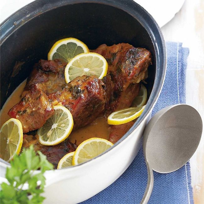 Slow Cooked Lemon & Garlic Lamb