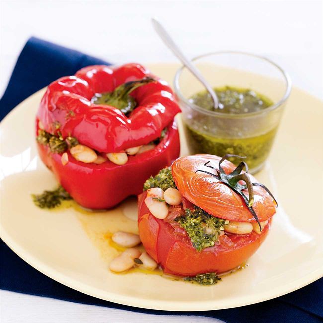 White Bean Stuffed Capsicum & Tomato