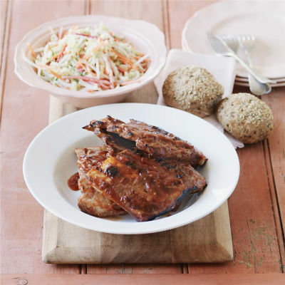 Barbecue Pork Ribs with Asian Coleslaw