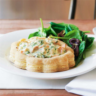 Salmon, Dill & Caper Vol-au-Vents with Spring Salad