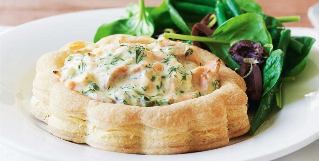 Salmon Dill Caper Vol Au Vents With Spring Salad Recipe Woolworths   0809 Salmondillcapervolauventswithspringsalad Desktop 1300x658