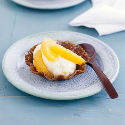 Brandy Snap Baskets with Orange Mousse