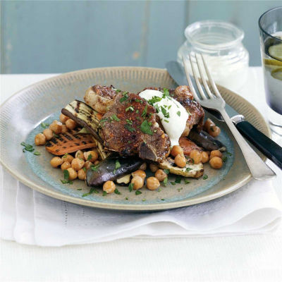 Spiced Lamb Chops with Vegetable & Chickpea Salad