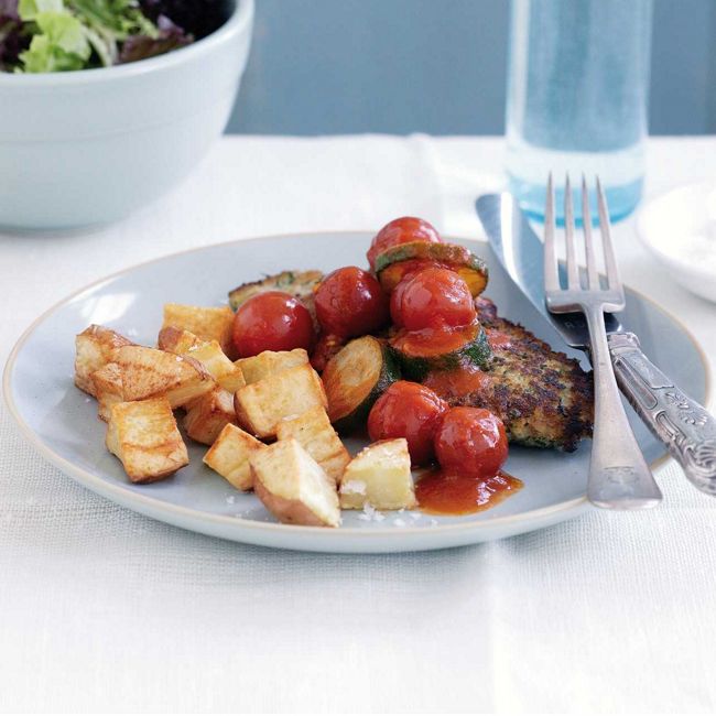 Veal Schnitzel with Zucchini & Potatoes