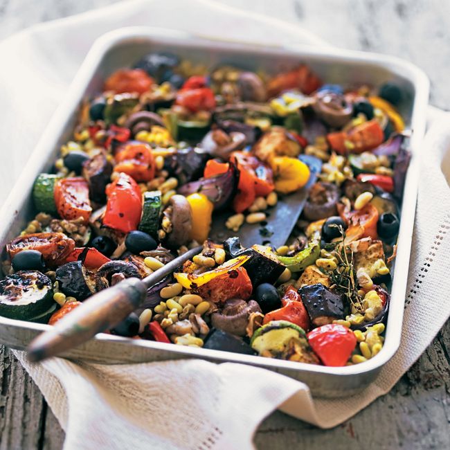 Garlicky Bean & Mixed Veg Roast