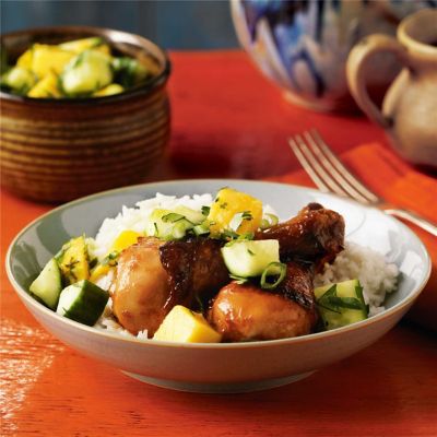 Honey & Ginger Drumsticks with Mango & Cucumber Salsa