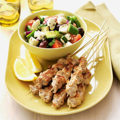 Pork Souvlaki with Greek Feta Salad