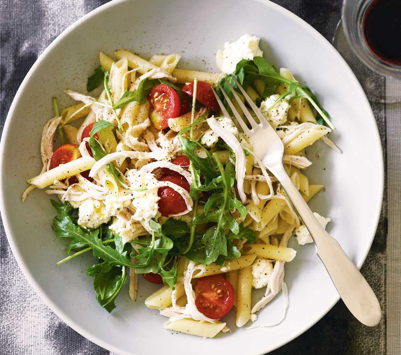 Penne with Chicken, Tomatoes,Baby Rocket & Ricotta Recipe | Woolworths