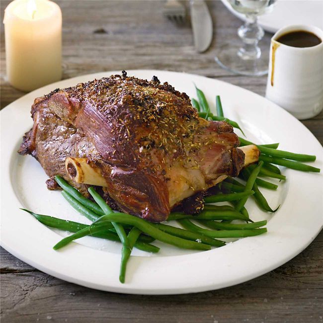 Tuscan roast lamb with roasted vegetables