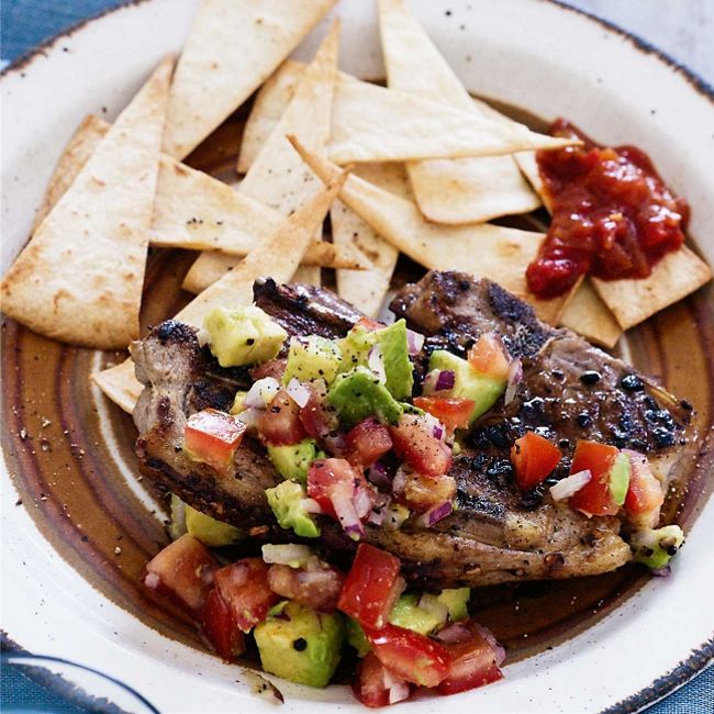 Mexican Seasoned Chops with Salsa & Chargrilled Tortilla Chips