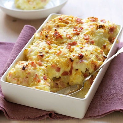Baked Cauliflower & Cheese with Bacon