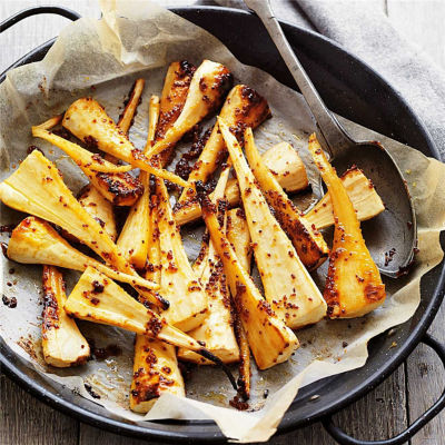 Roasted Parsnips with Honey & Mustard