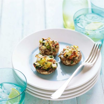 Baked Mushroom with Leek & Bacon