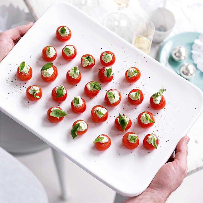 Creamy Basil Filled Cherry Tomatoes