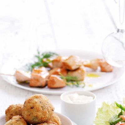 Salmon Skewers with Salsa Verde