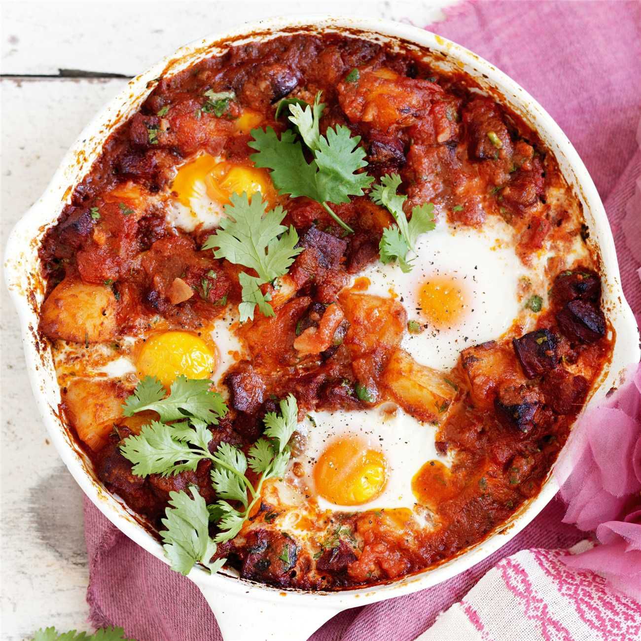 Spanish Eggs with Chorizo, Potato & Tomato Recipe Woolworths