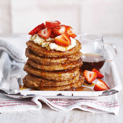 Oat Pancakes with Ricotta & Strawberries